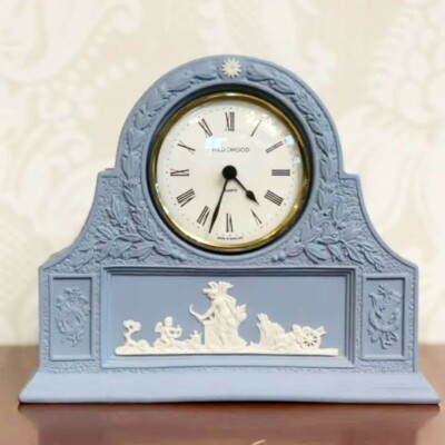 Wedgwood Jasper Pale Blue Mantle Clock Mantork | eBay