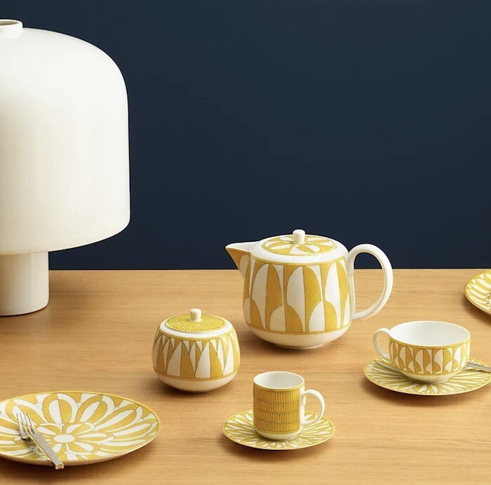 Tasses Papillon en Porcelaine de Limoges, jaune, café/thé