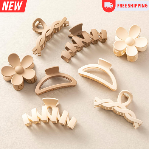 8PCS Hair Clips for Women, Flower Claw Clips for Thick Hair, NonSlip