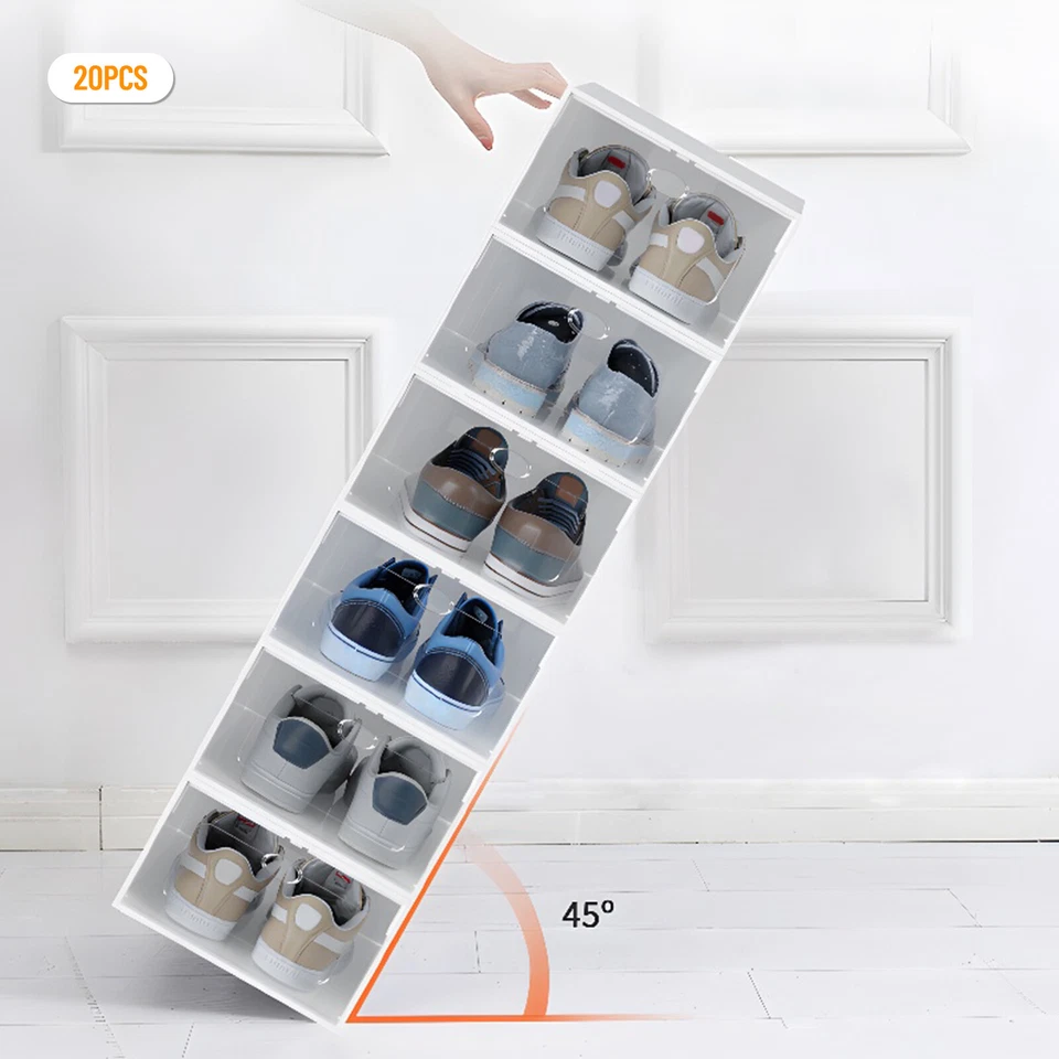 20Pcs Sneaker Display Case Organizer Stackable Shoe Storage Box Durable Plastic - Image 4 of 4