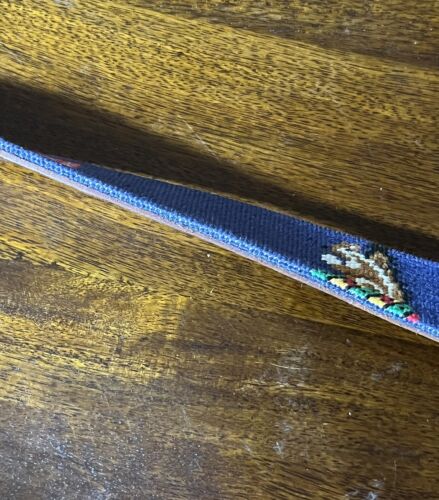 Smathers Branson Oakmont Needlepoint Belt Flag Squirrel Leather OCC 2003 2021 42 - Picture 14 of 18