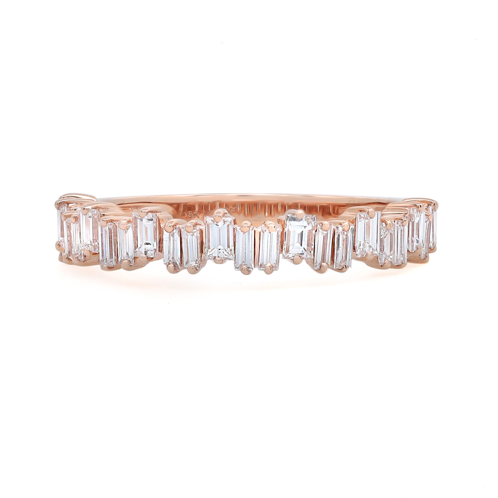 Rachel Koen 0.63Cttw Baguette Cut Diamond Ring 18K Rose Gold Size 6.5