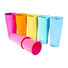 Pack of 24 Colour Pint Cups Reusable Plastic - 1 Pint 568ml Dishwasher Safe