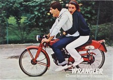 cartolina guzzi guzzino cardellino Wrangler pubblicitaria moto epoca