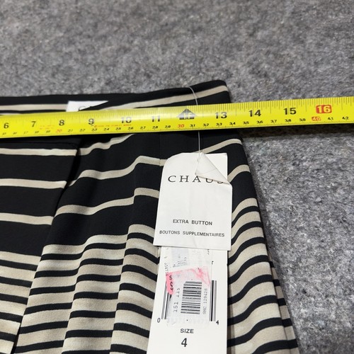 Chaus NWT Women's Size 4 A Line Faux Wrap Black/Tan Stripe Fully Lined Quality - Picture 6 of 11