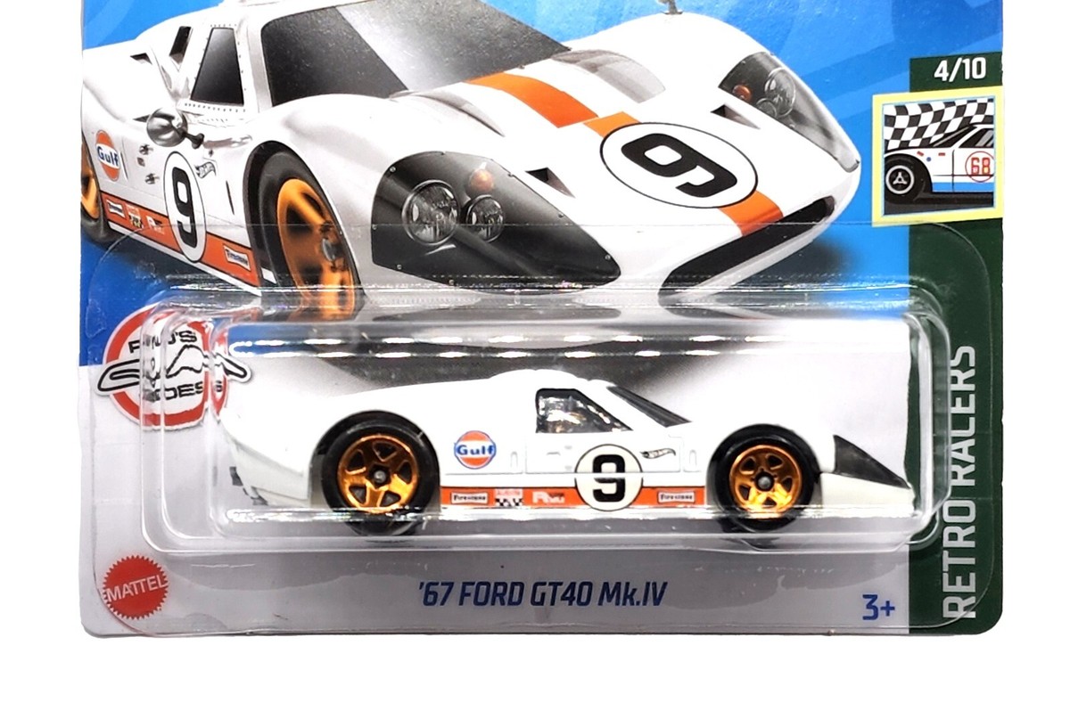 Hot Wheels White '67 Ford GT40 Mk.IV Kids Diecast Toy Cars