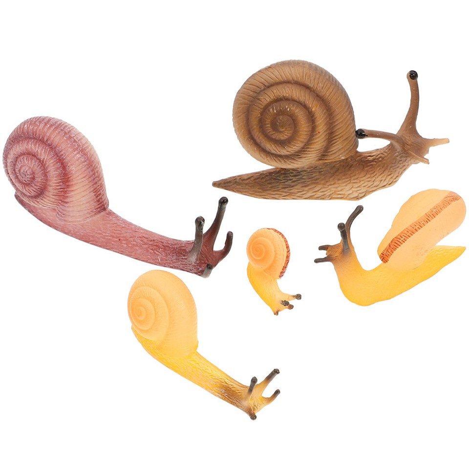5 Pcs Snail Decor Lifelike Statue Animal Figurines Simulation Toy Child