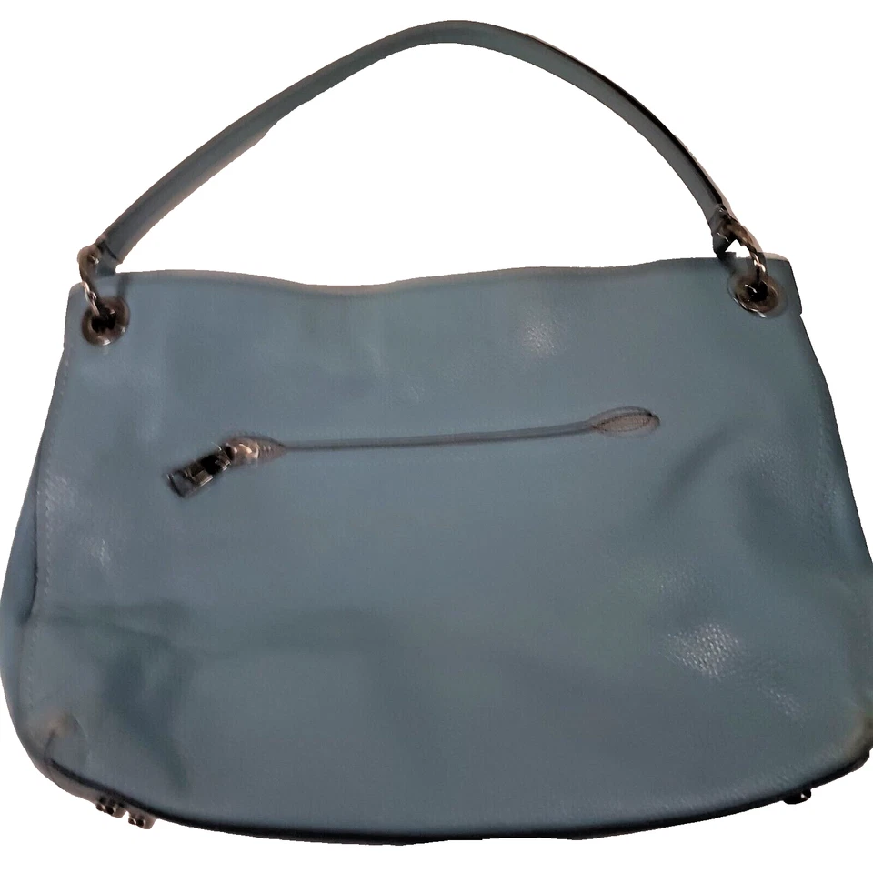 Coach Edie Hobo Blue Pebbled Leather Shoulder Bag Silver Hardware RARE - Image 2 of 4