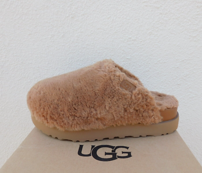 UGG HARDWOOD FUZZ SUGAR FAUX FUR FLUFF SLIDE SLIPPERS, WOMEN US 10