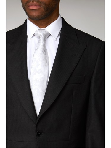 BLACK HERRINGBONE MORNING WOOL TAILCOAT - WEDDING, ROYAL ASCOT, FUNERAL DIRECTOR - Picture 3 of 4
