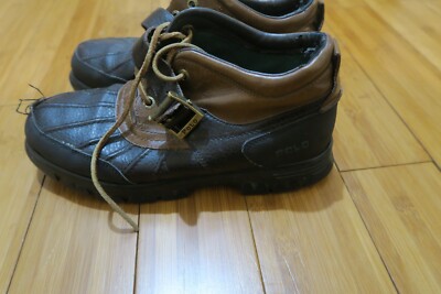 Polo Ralph Lauren Men's Dover Boots 812086907 Duck Brown Leather Ankle Sz 9.5 D