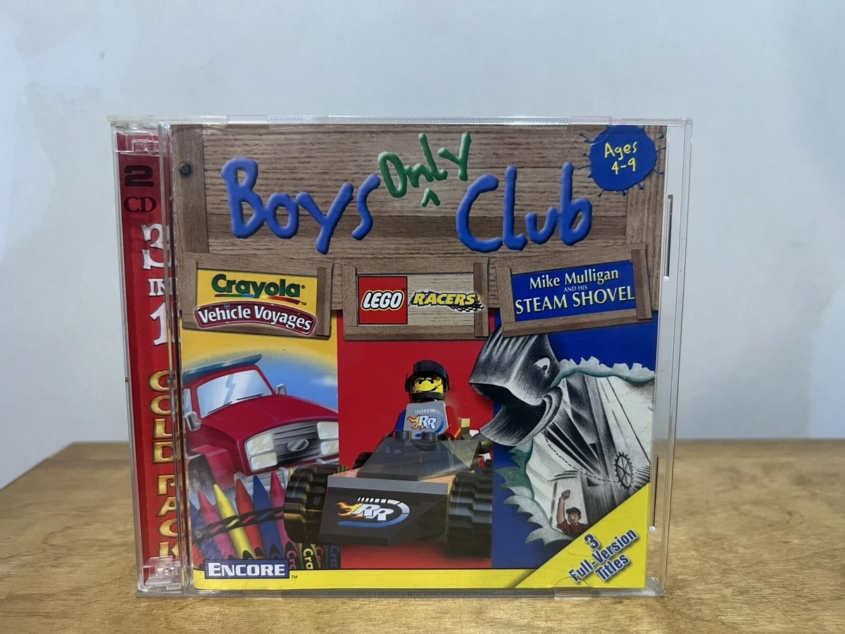 Video Game PC Boys Only Club 3 Games Crayola Vehicle Voyages Lego Racers 90s