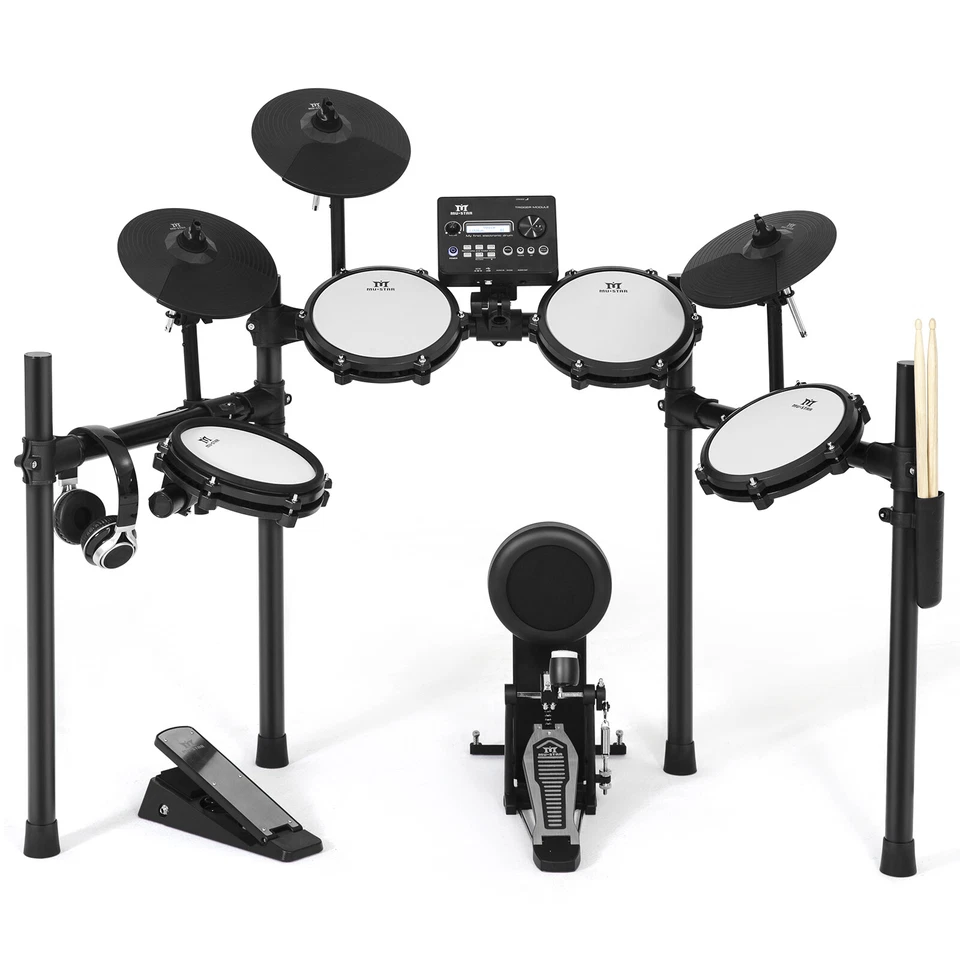 Electric Drum Set Mesh Pads Dual Zone Snare w/ USB MIDI, Headphone, 2 Pedals - Image 2 of 4