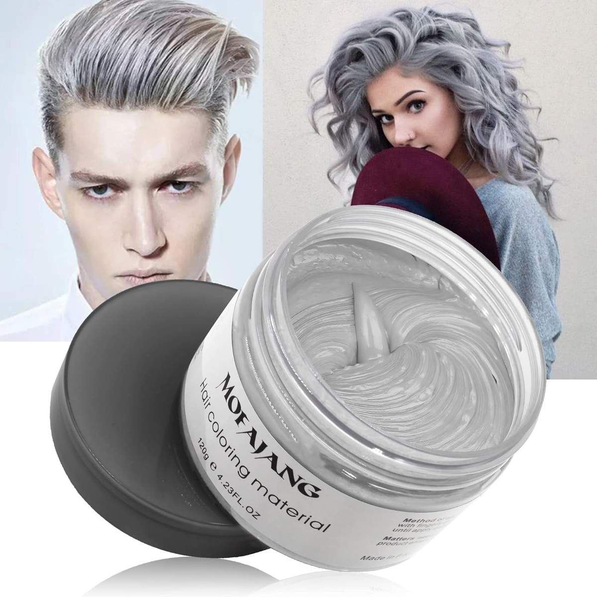 VOLLUCK Silver Gray Hair Wax Pomades 4.23 Oz - Natural Hair