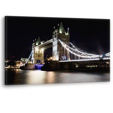 London Tower Bridge at Night Framed Canvas Wall Art Large Picture Print