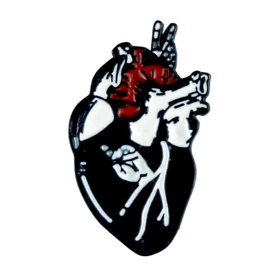 Pin Heart Peace Sign & FU Hands Anatomical Heart Enamel Pin Fashion ...