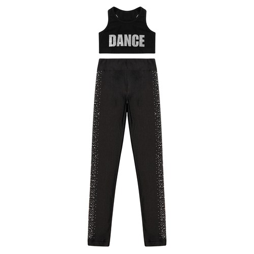 Kids Girls Dance Outfits 2 Piece Figure Skating Costume Dancing Gymnastics - Picture 43 of 55
