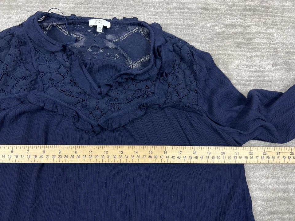 Blusa Crown & Ivy Mujer Extra Grande Azul Cuello en V Encaje Informal Damas Foto 4 de 4