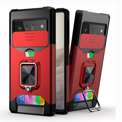 For Google Pixel 6 6A 6 Pro 7 7 Pro Card Solt Stand Shockproof Phone Case Cover