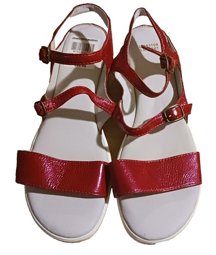 JOHNSTON & MURPHY Women's 'Jill' White Leather Loop Toe Sandals Sz