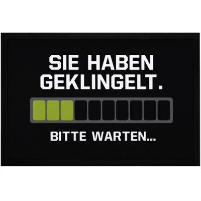 Doormat with slogan funny you have rung the bell please wait loading non slip