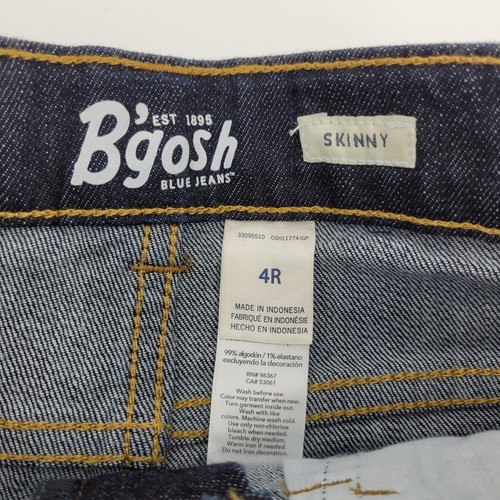 Oshkosh B'gosh Jeans Size 4 Skinny Adjustable Waistband Denim Dark Wash NEW - Picture 2 of 16