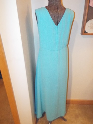Vintage RETRO 2 Pc. Agnes K Glamorous Miss Polyester Teal Blue Mod Dress Sz 10 - Picture 11 of 12