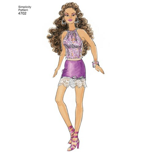 Simplicity Sewing Pattern 4702 Fashion Doll Barbie Clothes Outfits Dolls 11½ in - Picture 9 of 10