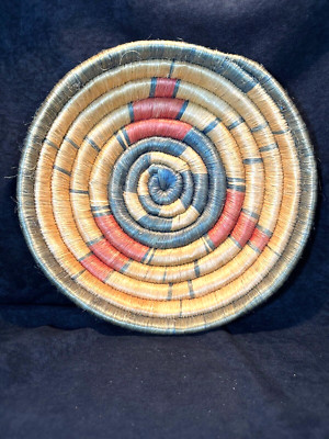 Vintage Hand Woven Native American Coil Basket Bowl 11''