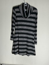 Charlotte Russe Sweater Dress Womens L Black/ gray. Neck Long Sleeve