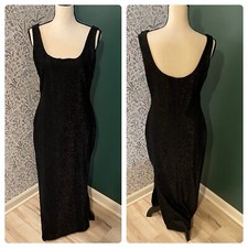 Vintage Geary Roark Shimmer Gown Size 8 Black Formal Cocktail Stretch Side Slit