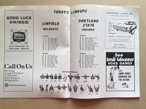 PORTLAND STATE vs LINFIELD - COLLEGE FOOTBALL PROGRAM - 1973 - Picture 4 of 4