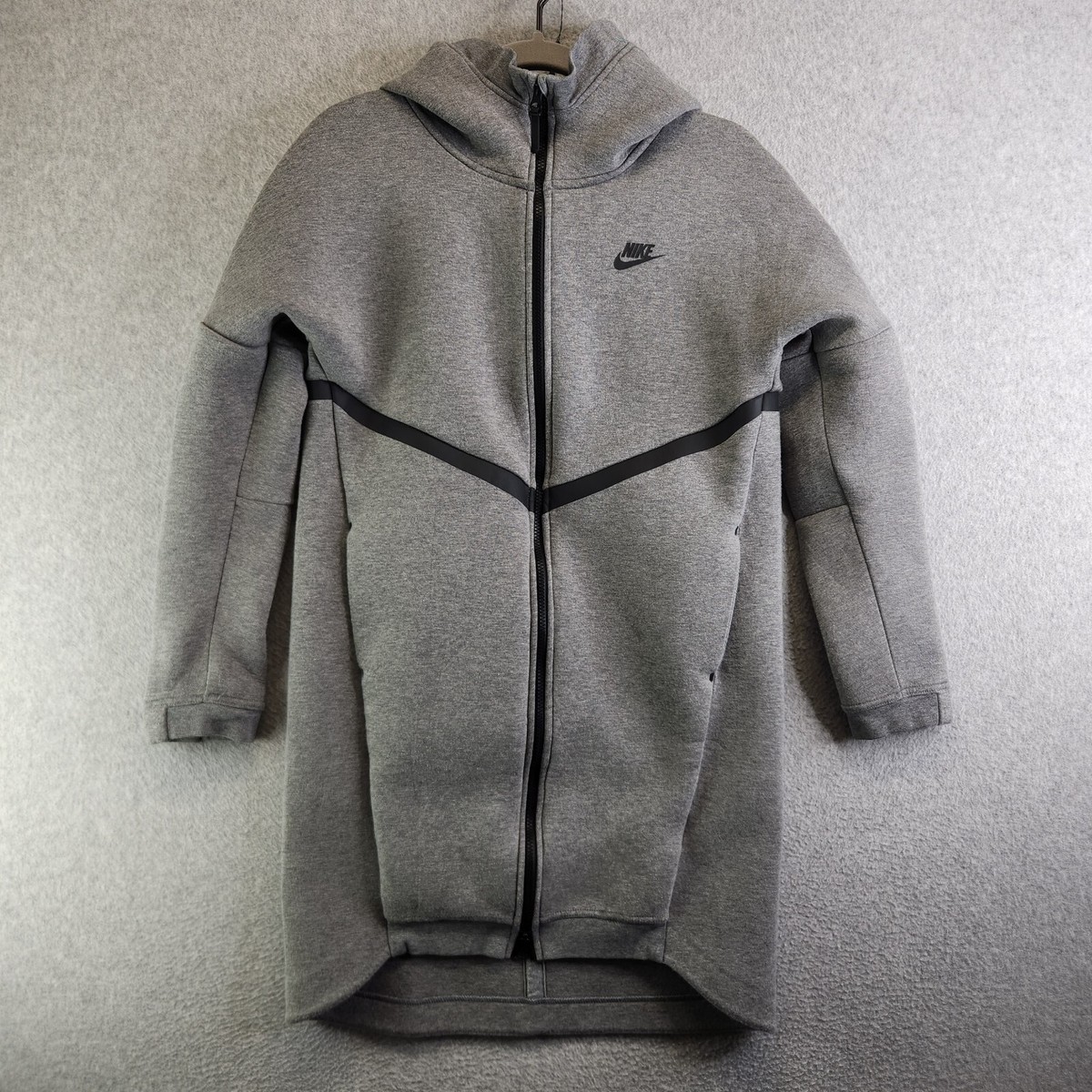 Nike Jacket Womens S Gray Tech Fleece Parka Long Hooded Sweatshirt