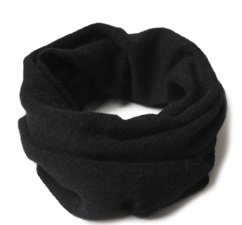 100% Inner Mongolian Cashmere Neck Warmer Snood Scarf Black BNWT Unisex