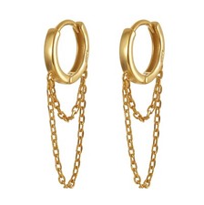 925 sterling silver small hoop earrings with chain, gold huggie hoop earrings