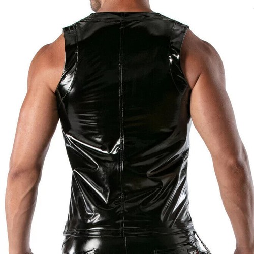 Camiseta sin mangas TOF PARIS de vinilo negra con cremallera elegante y apretada resistente al agua 2 - Imagen 3 de 4