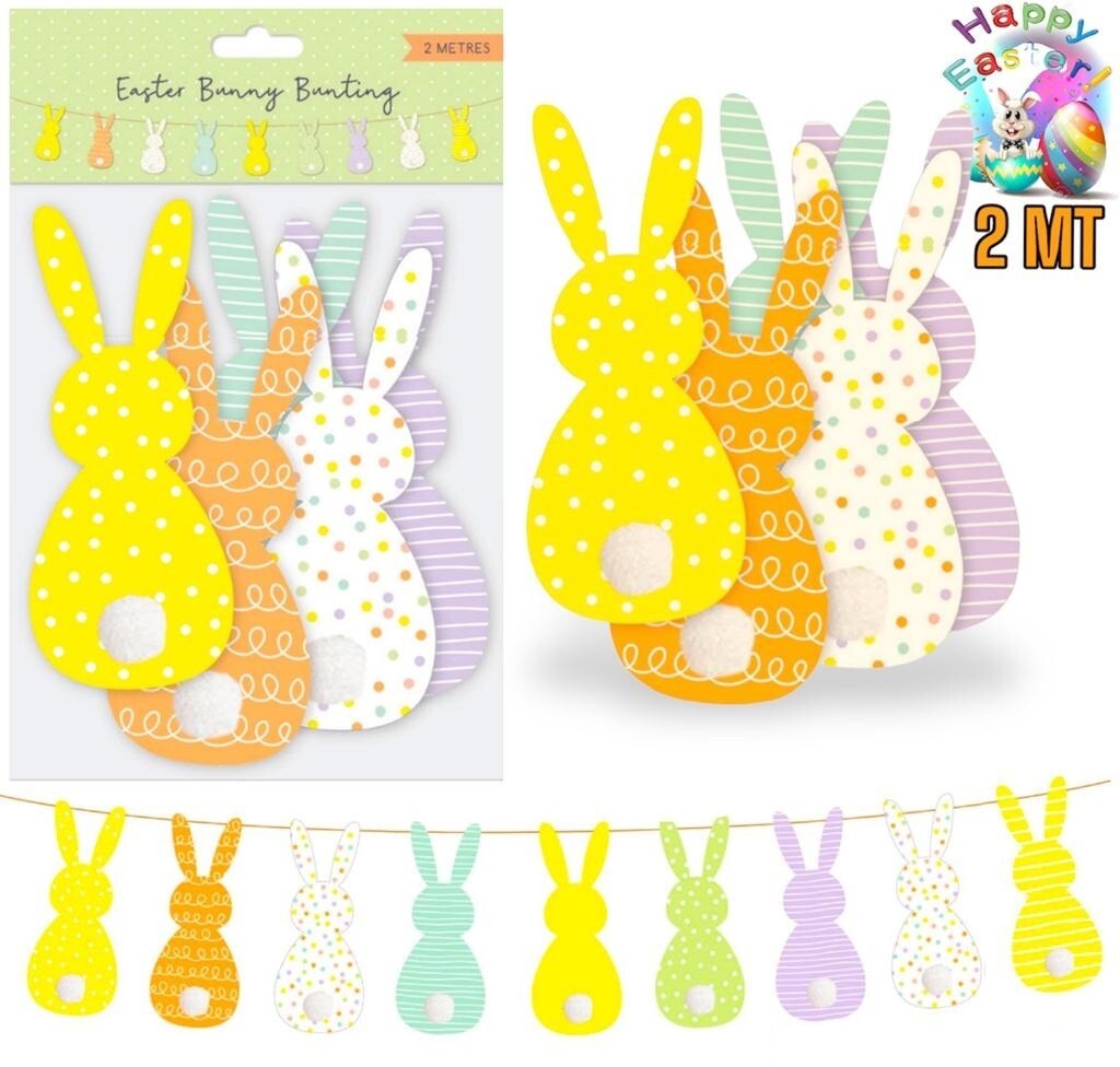 Easter Bunting Bunny Rabbit Banner Garland Hanging Ready Threaded 2 ...