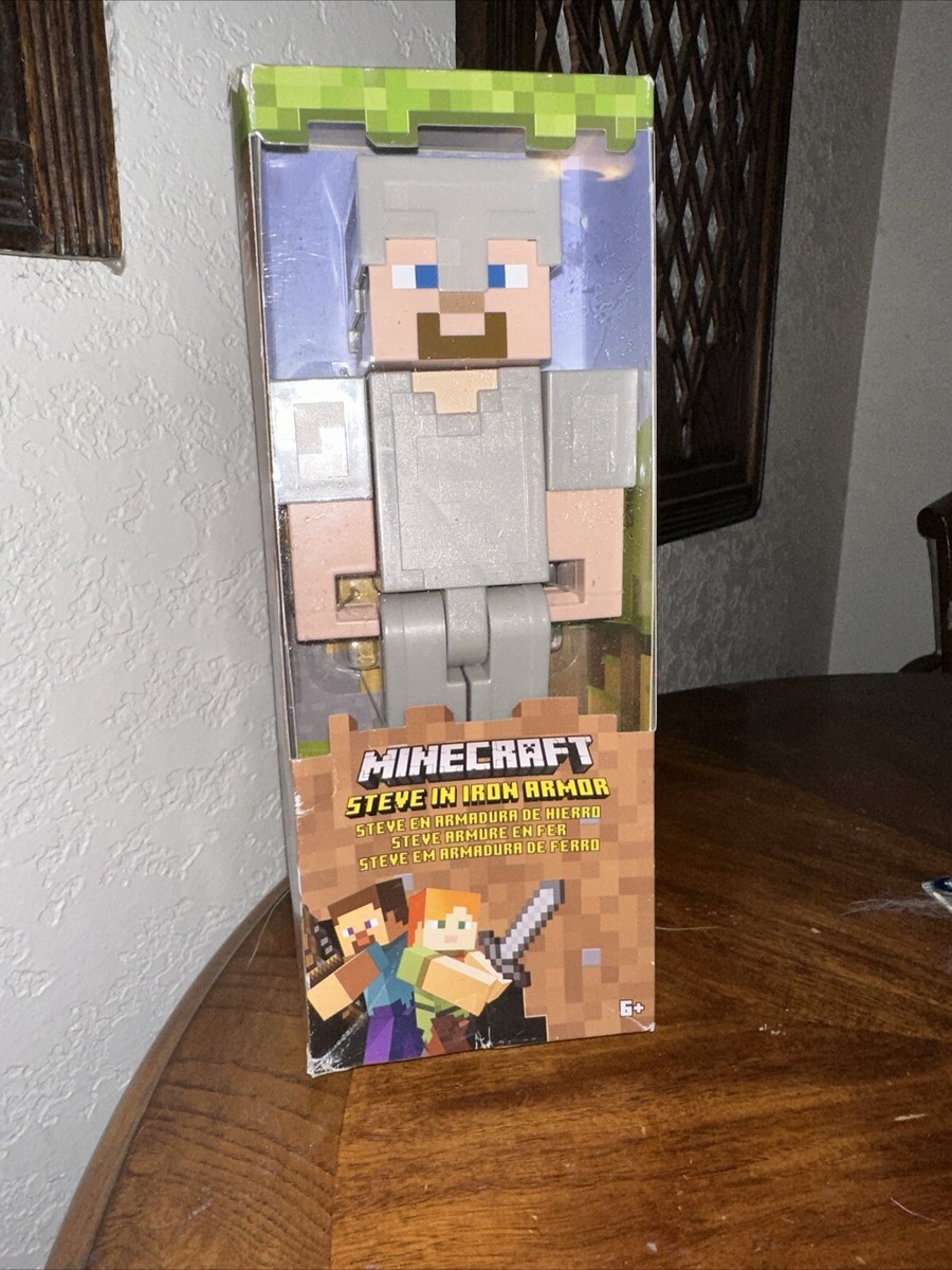 Minecraft Steve in Iron Armor 8.5 Inch Large Scale Action