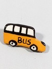 Artisan Ceramic Glazed Yellow School Bus Small Lapel Pin 