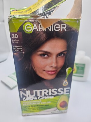 Garnier Nutrisse Nourishing Hair Color Creme, 30 Darkest Brown Improved Rich Col