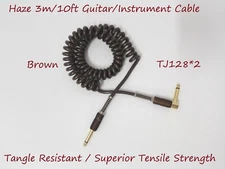 Haze OFC Gold-Plated Guitar/Instrument Cable,3m,6m,10m. Coiled Cable, TJ1282S