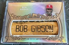 2021 Topps Bob Gibson Game Used Bat Nameplate 1/1 FULL 1ST LAST NAME Knob Barrel
