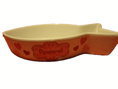 PAMPERED Fish-Shaped Cat Bowl Decorative Feeding Dish L=8.25'', W=4'' GUC      371