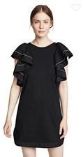 $315 NWT SEE BY CHLOE Black Jersey Ruffle Slv Dress Work/Play VERSATILE LBD XS 2