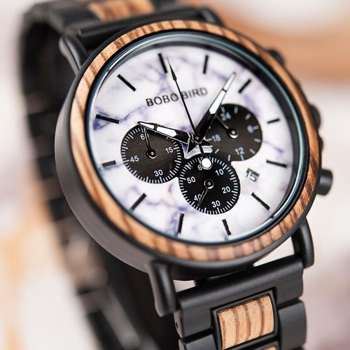 Bobo Bird Design Orologio Marmo Quarzo da Donna in Vero Legno Orologio uomo  + confezione regalo - 44mm | eBay
