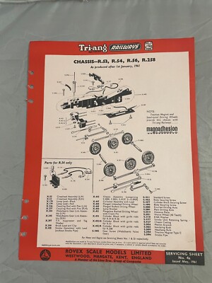 Triang R53 Triang Railways OO Gauge Service Sheet #4a May 1961 Chassis R53, R54 ...