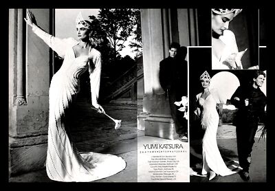 yumi katsura white gold wedding dress 1988 Designer Gown Vintage PRINT AD Marriage Bride global-season_l1-SS25