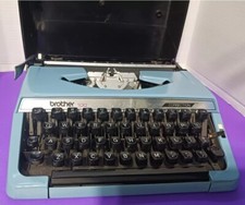 VTG Brother 100 Correction Portable Manual Typewriter Blue Carrying Case Tested thumbnail