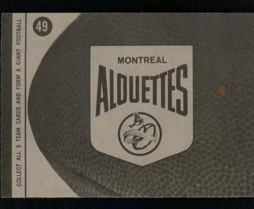 TARJETA DEL EQUIPO MONTREAL ALOUETTES 1964 TOPPS CFL 64 Nº 49 Ex+ 75662 - Imagen 2 de 2