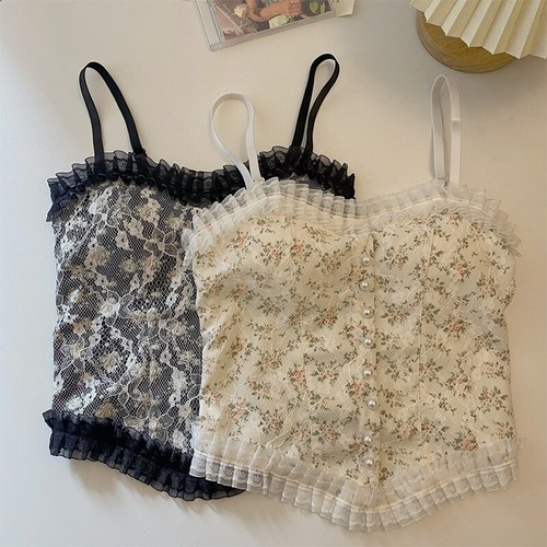 Sexy Womens Lace Bralette Bra Tank Crop Vest Sleeveless Camisole T-Shirt To ` - Picture 18 of 26